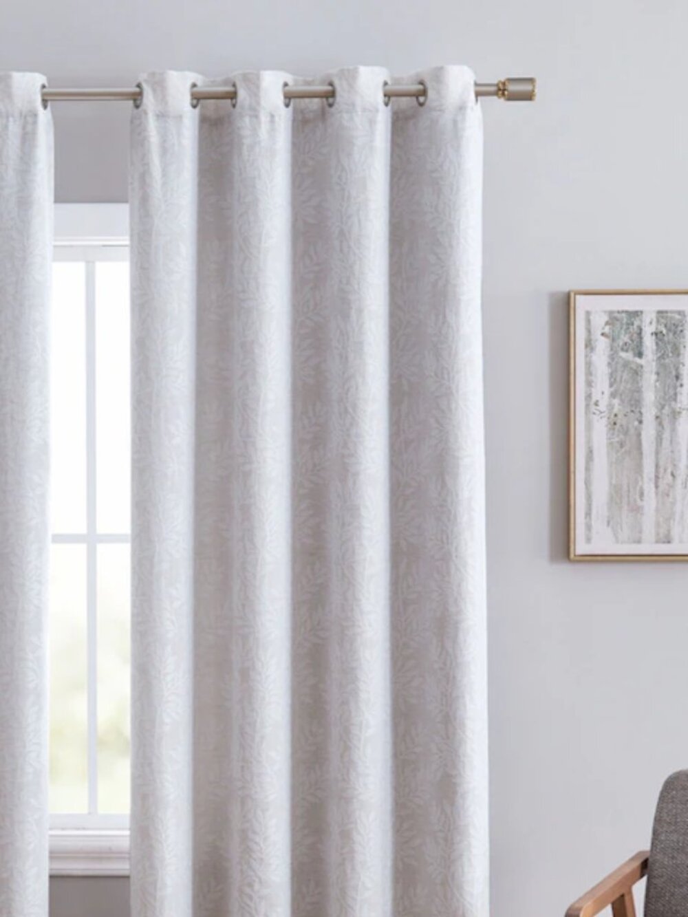 New Hudson & Main Jacquard Leaf Blackout Grommet Window Single Panel